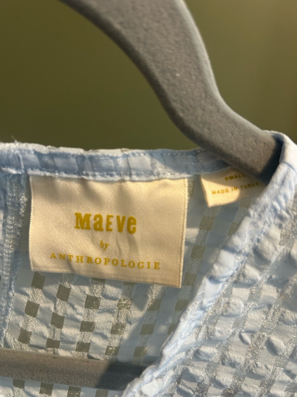 Anthropologie Maeve Baby Blue Textured Peplum Top - Picture 3 of 6